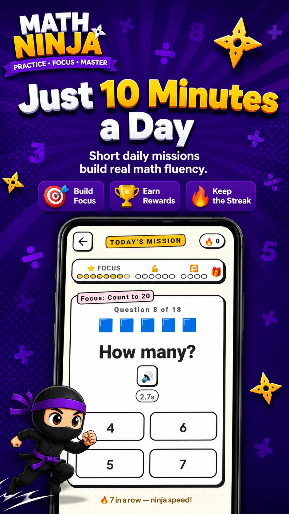 Math Ninja: Kids Math Games screenshot